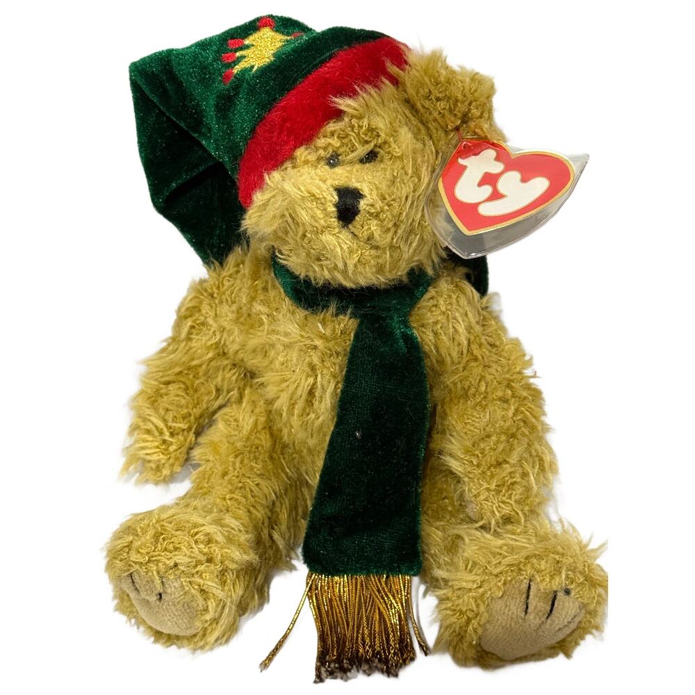 VTG Ty Beanie Baby/Attic Treasure "Spruce Holiday Teddy Bear" Plush Animal Toy